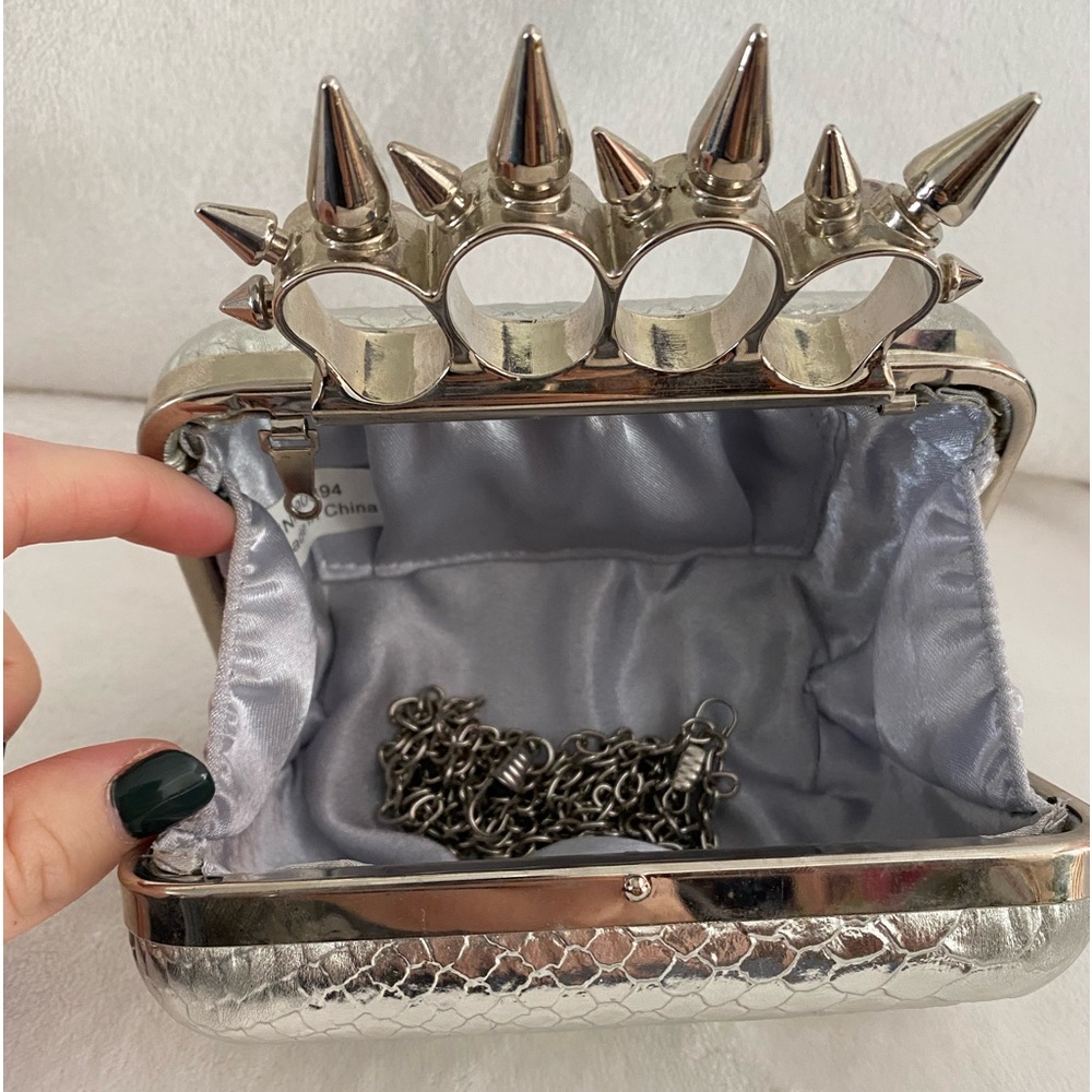 Silver Python Knuckle Clutch - image 2